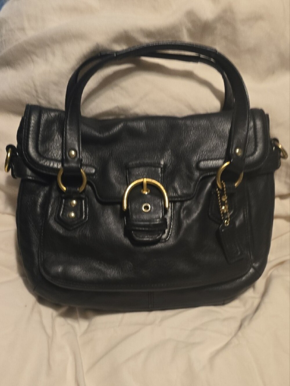 2011 Coach Black Leather Satchel Handbag with Gold Hardware - Picture 3 of 5